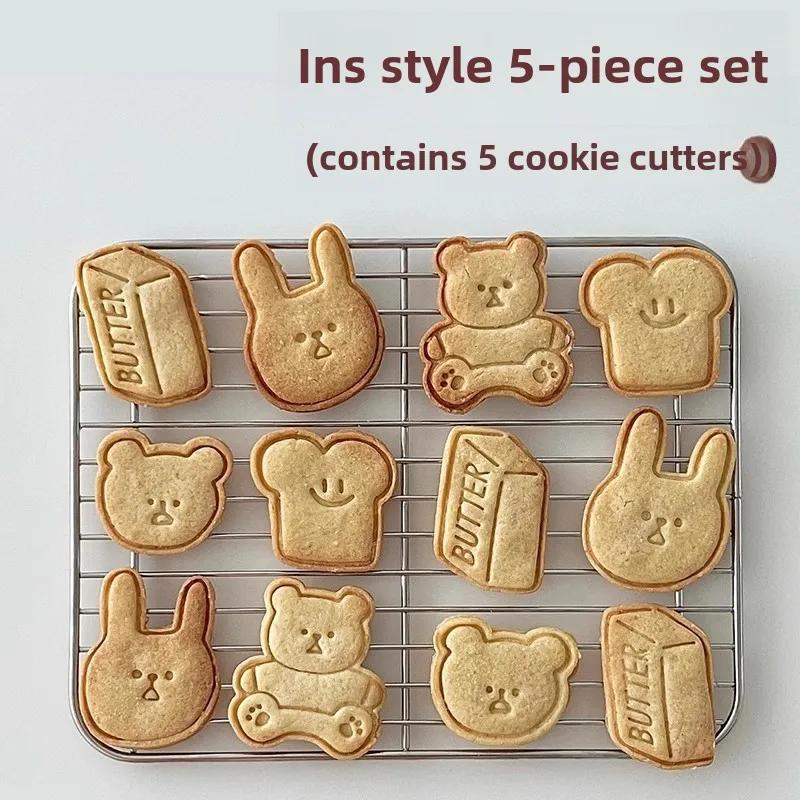 3D Cat Fish Dog Biscuit Cookie Mold Set Baking Tool Fondant Cake Stamp Mold Cute Graffiti Abstract Cartoon Bear Cookie Cutter