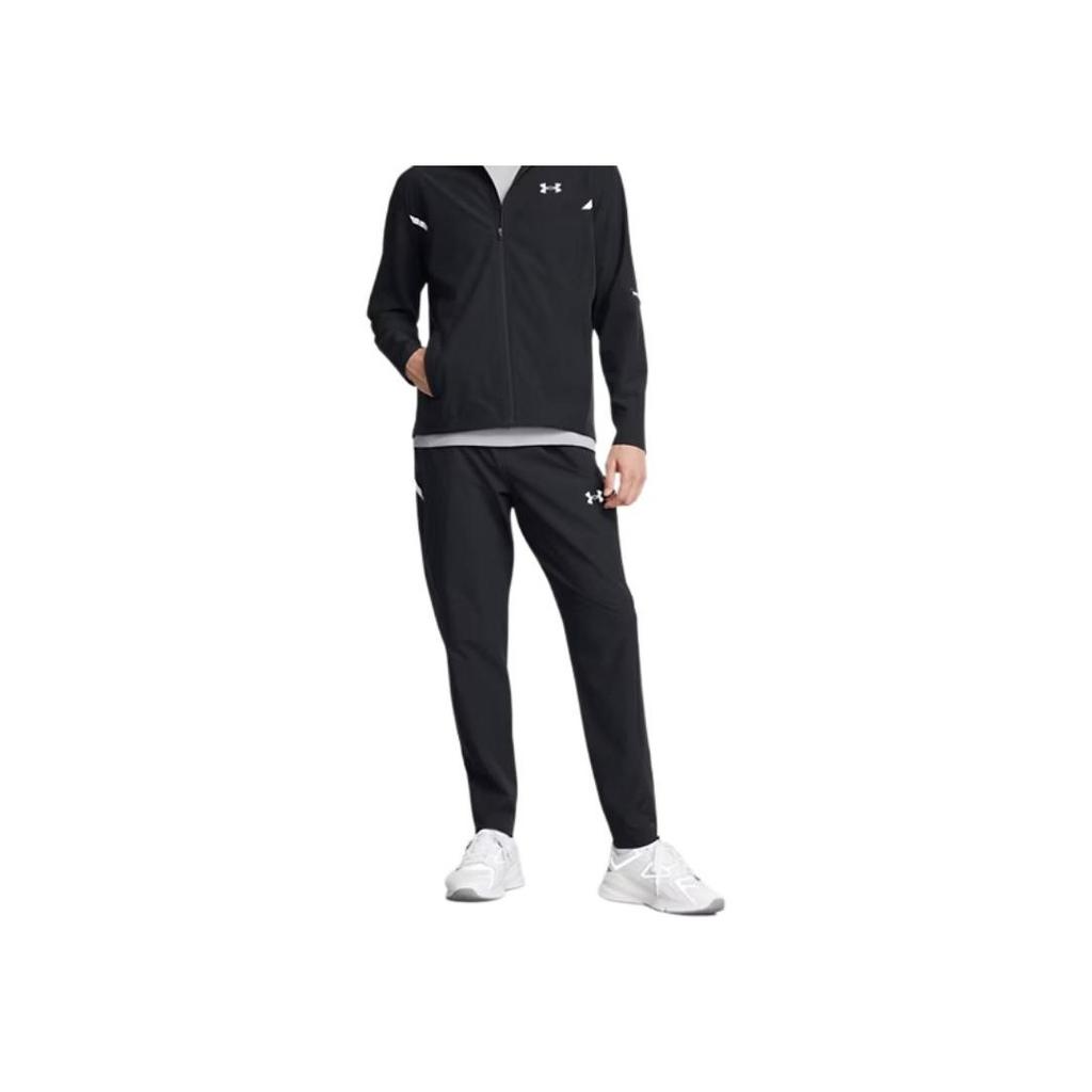 Under Armour Woven Series FW24 Brand Logo Waterproof Loose Comfortable Work Casual Pants Men Pants Black Reflective 1389256-001