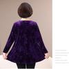 Women's Plus Size Velvet Blouse Round Neck Jacquard Loose Pullover Base Shirt Long Sleeve Velvet T-Shirt Top