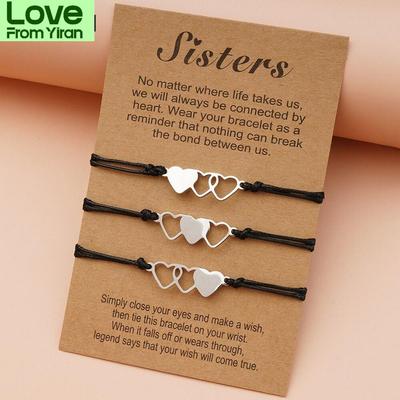 3pcs /Set Charm Friendship Sister Bracelets Unbiological Sister Best Friend Bracelet With Card Soul Sister Bff Bridesmaid Gift