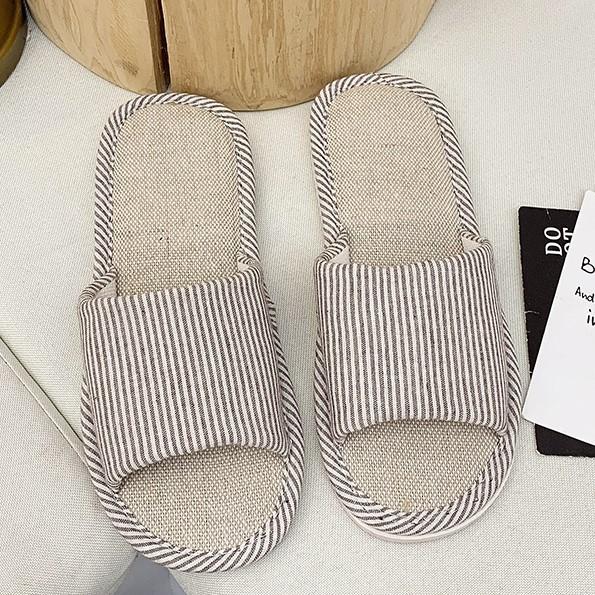 Linen cool slippers women's summer indoor silent non-slip home home couple home indoor cotton and linen men's comfort
