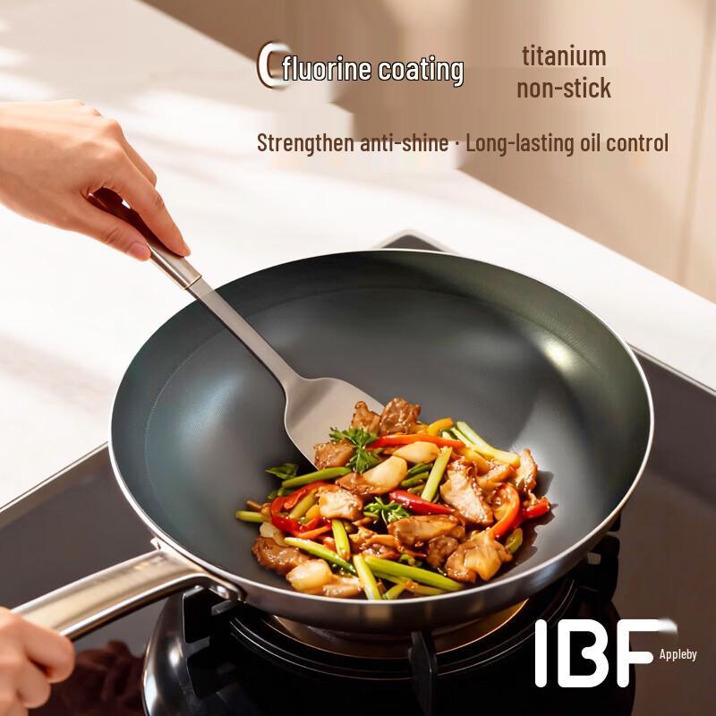 

IBF 32cm Stainless Steel Titanium Non-stick Wok