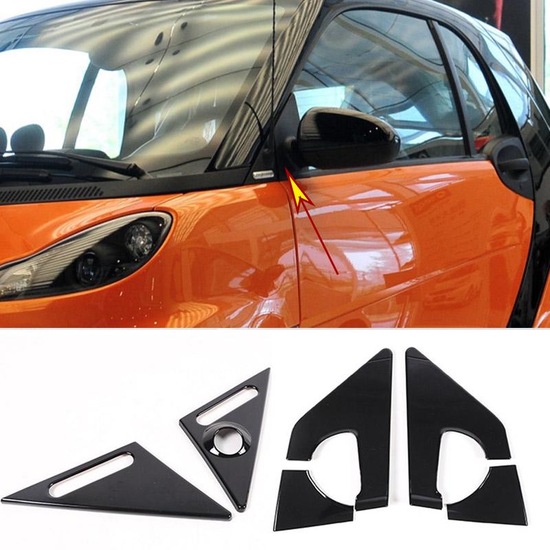 For Benz Smart 451 Fortwo 2009-2015 ABS Car Rearview Mirror Triangle Trim Panel A-pillar Antenna Decorative Sticker Accessories