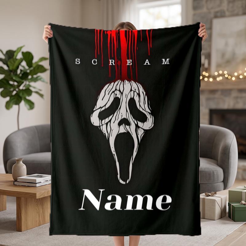 Scream Custom Flannel Blankets Soft Warm Cozy Throws for Home Decor Holiday Gifts
