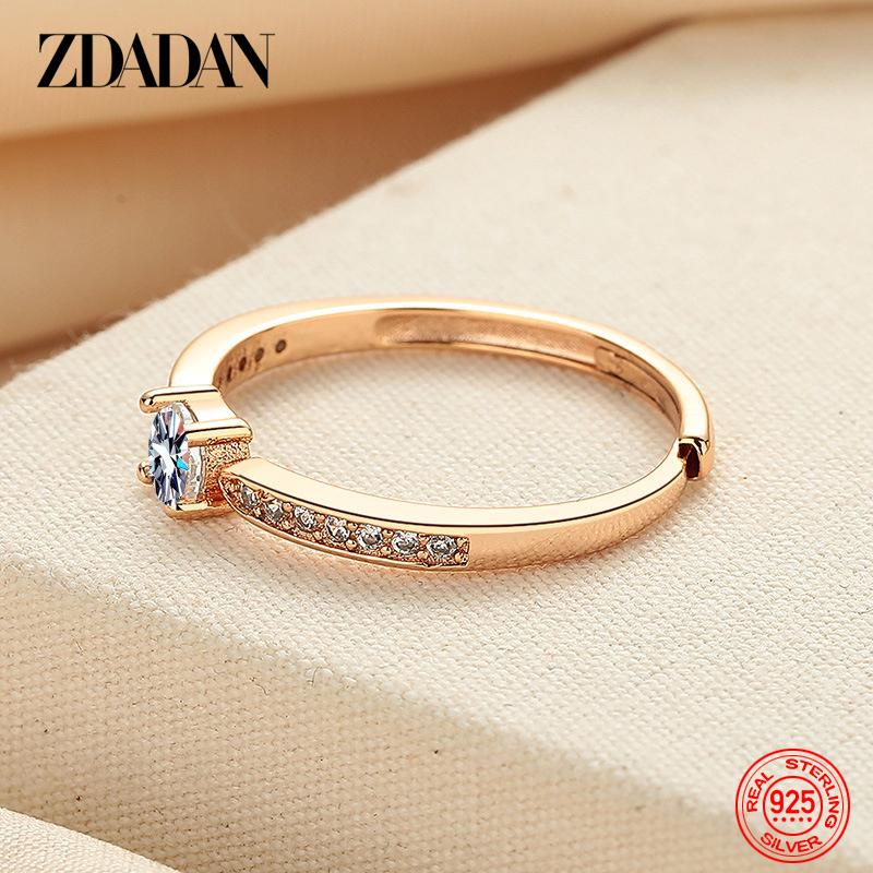 925er Sterling Silber 18K Gold Moissanit Ring für Damen Modeschmuck