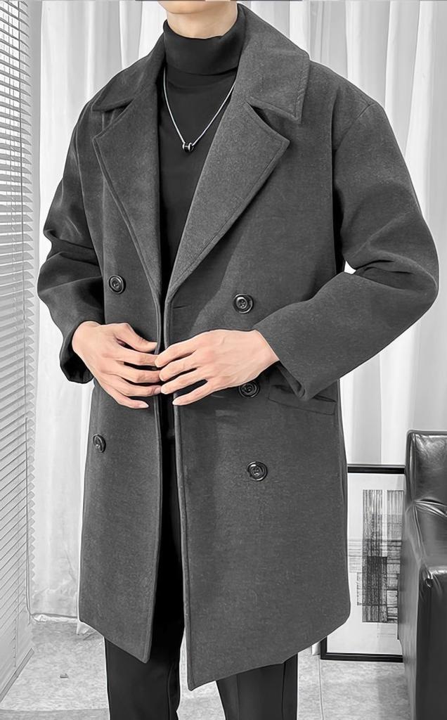 Long Business Wool Plus Solid Long Cold Chesterfield Loose Oversized [foveitaa] Men's Coat, Coat, Autumn/Winter Clothes, Sizes, Color, Warm, Length,