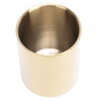 Pen Holder Organizer Nordic Style Rugged Stainless Steel Flower Vase Gold Round Pencil Cup for Office Study Desk