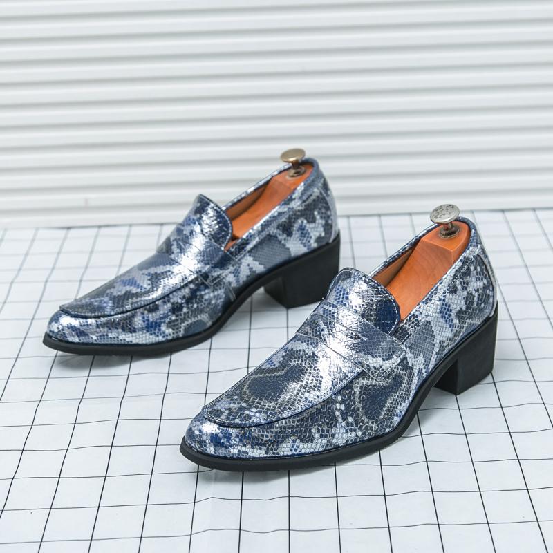 Mode Nya Designskor med 6 cm Höjdökning För Män Casual Ormskinns Penny Loafers Business Formella Klänningsskor Zapatos Hombre