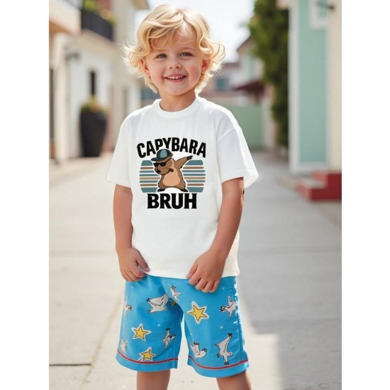 Europese maten Jongens "CAPYBARA BRUH" Grafisch T-shirt - T-shirt met Capybara Ontwerp, Zachte Ademende Stof voor Elke Dag