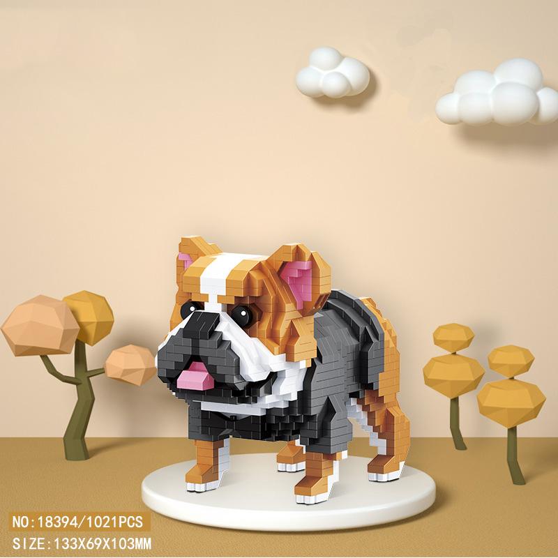 Lovely Pet Puppy Animal Nanobrick Cartoon Dog Micro Diamond Block Schnauzer Bulldog Siberian Husky Labrador Corgi Brick Toys