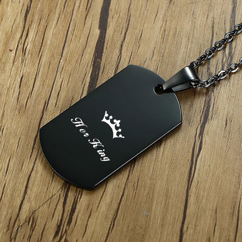 Minimalistische Edelstahl Hundemarke Anhänger Halskette Personalisierbarer Name Papa An Meinen Sohn Personalisiert Familie BFF