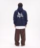 Hand Lettering Oversized Wide Shoulder Hoodie_Navy