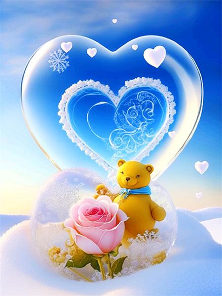 Diamond Painting Set Bear Heart Full Square/Round Embroidery Mosaic Animal Handmade Gift Home Decor