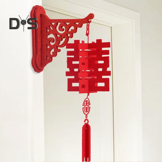 Chinese New Year DIY Lantern Kit Lucky Red Fu Wall Mount Hanging Lantern 3D Puzzle Hollow Out Spring Festival Lantern for Home Decor