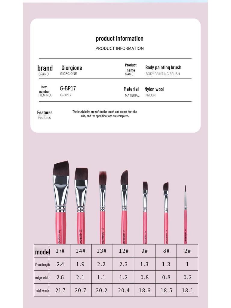 Giorgione 17-Piece Embossed Face & Body Paint Brush Set for Kids