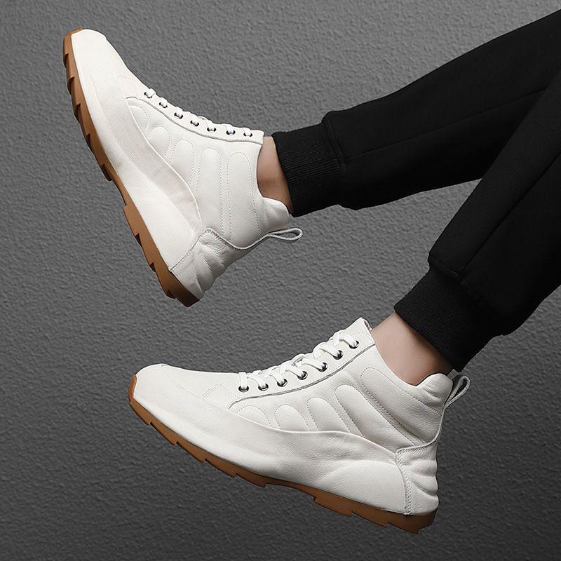 

Men s High-Top Genuine Leather Sport Casual Shoes - White, Plus Velvet Warm, Autumn/Winter Edition Default Option