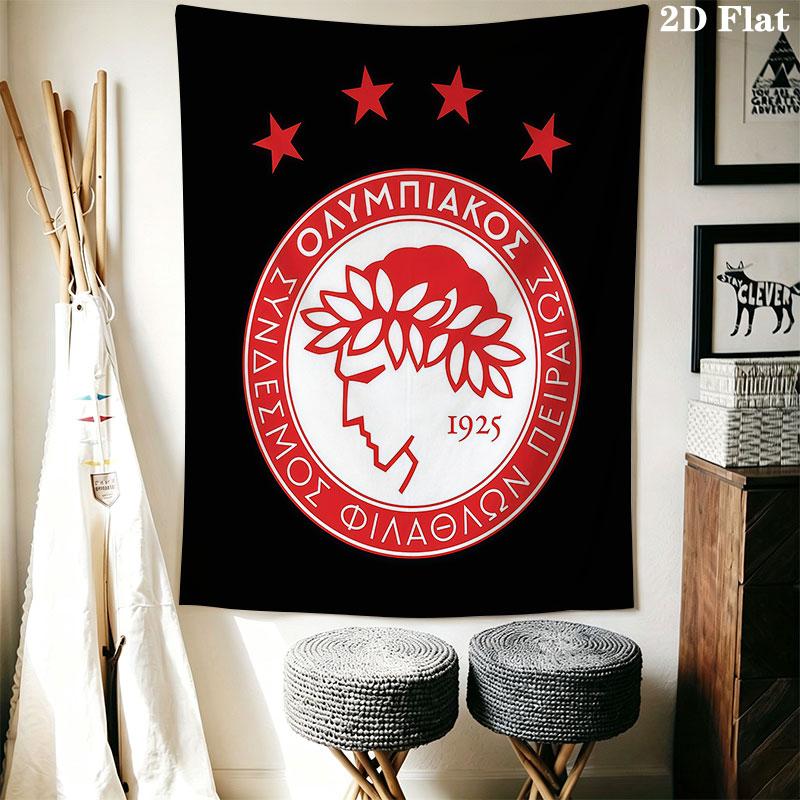 Olympiacos F.C Wall Hanging Printed Fabric Blanket Decorative Tapestries for Bedroom Living Room Home Decor