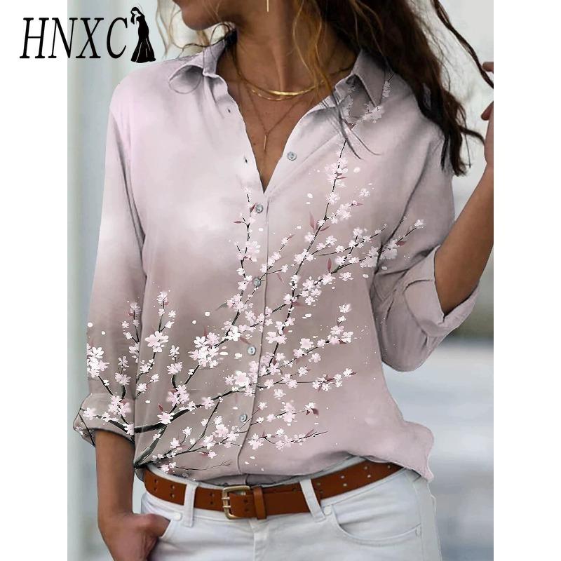 HNXC 38 Color Women's Fashion Casual Long Sleeve POLO Neck Blouses & Shirts