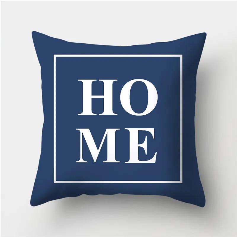 Sofa Cushion Pillow Home Decor Pillowcase Geometric  Cover Blue Grey  Decoration