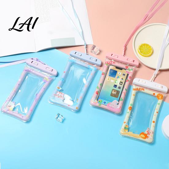 Waterproof Phone Holder with Lanyard Cute Pouch Floating Airbag And Lanyard Clear PVC Cellphone Dry Bag for Swimming Beach Rafting Protection