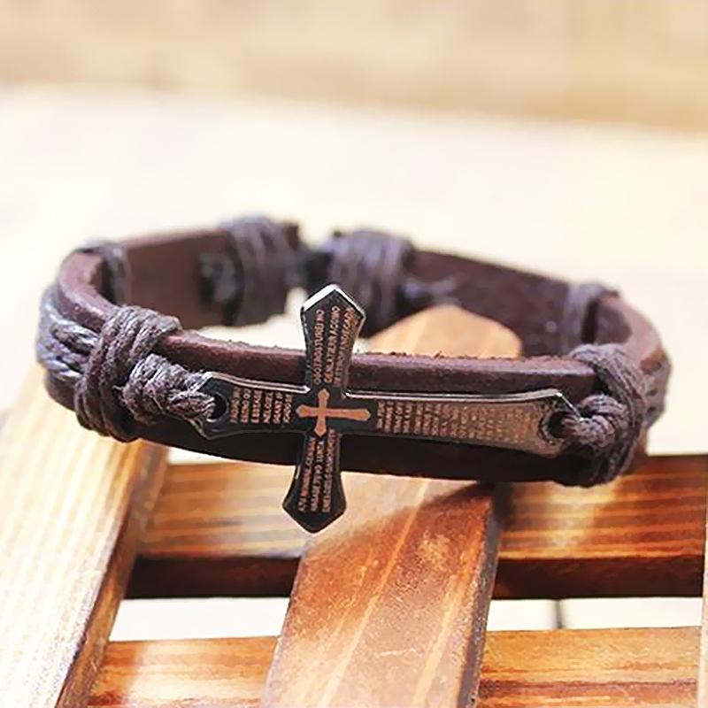 1 Pc Unisex Fashion Crossing Bracelet Jewelry Gift Luck Jewelry Leather Material Sizse Adjustable AVE