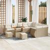 VidaXL 12 Pcs Garden Sofa Set with Beige Cushions Poly Rattan Acacia 3361916