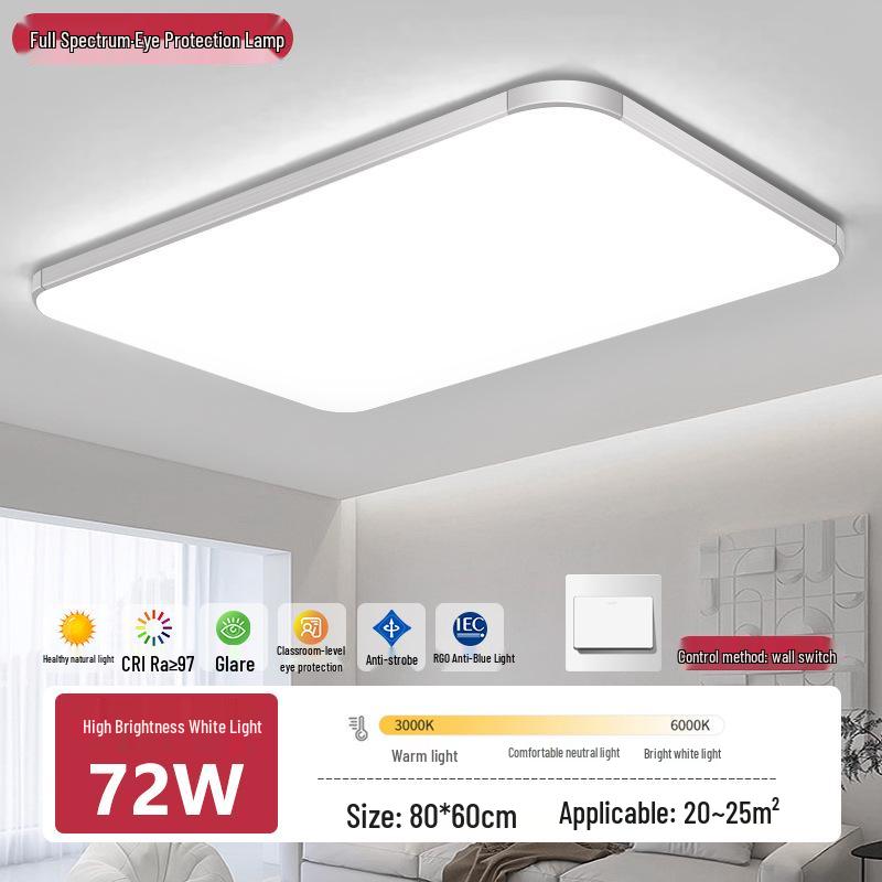 Full Spectrum LED Ceiling Light - Modern Rectangular Fixture for Living Room, Bedroom, Dining Room, Study.