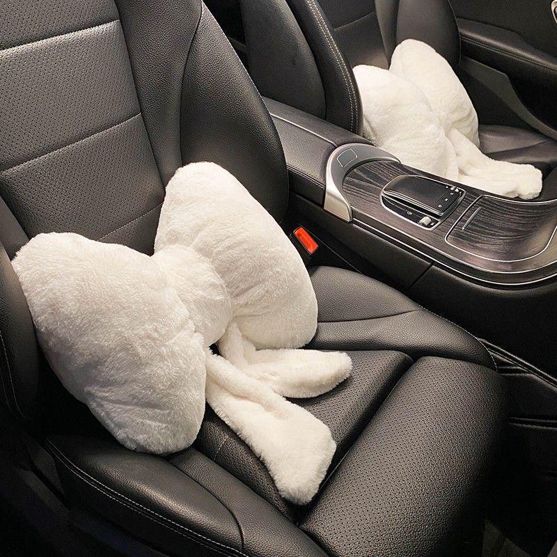 Car Headrest Bowknot Neck Support Pillow - Cervical Seat Cushion Pair