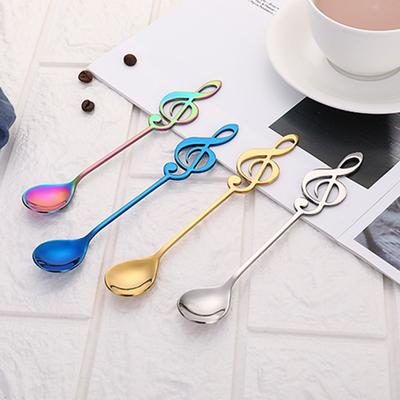 Stainless Steel Spoon Coffee Spoon Shape Music Theme Tea Mixing Spoon Small Ice Cream Dessert Spoon