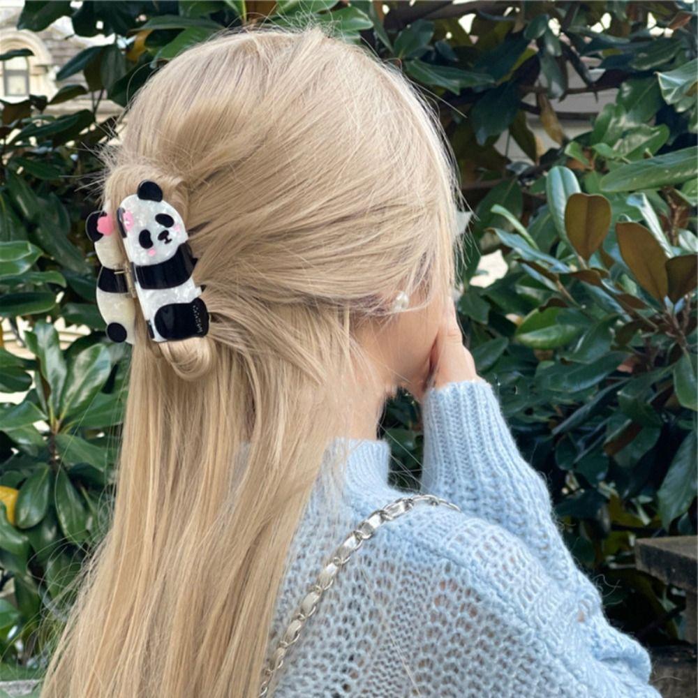 Flower Panda Hair Claw Cartoon Acetate Hair Clip Fashion Animal Shark Clip Daily