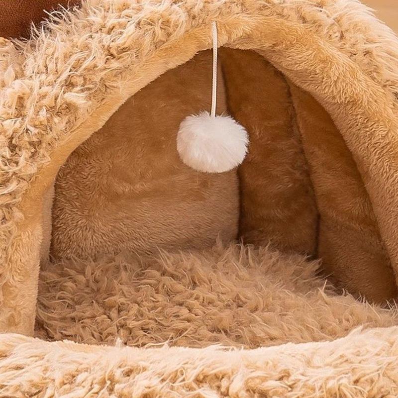 Winter Cozy Insulated Pet House Quilted Fluffy Bed for Cats Christmas Pet Gift Warmth Scented Plush Dogs House Large Capacity