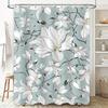 Delicate White Flower Pattern Shower Curtain Bathroom Decor Waterproof Fabric Perfect Addition For Your Bath Space (Green)