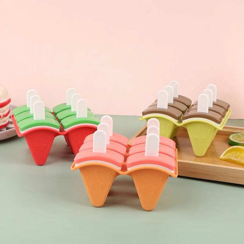 4/6 grid ice cream Popsicle mold, covered fruit-shaped mold, a creative DIY kitchen ice cream making tool for home use.