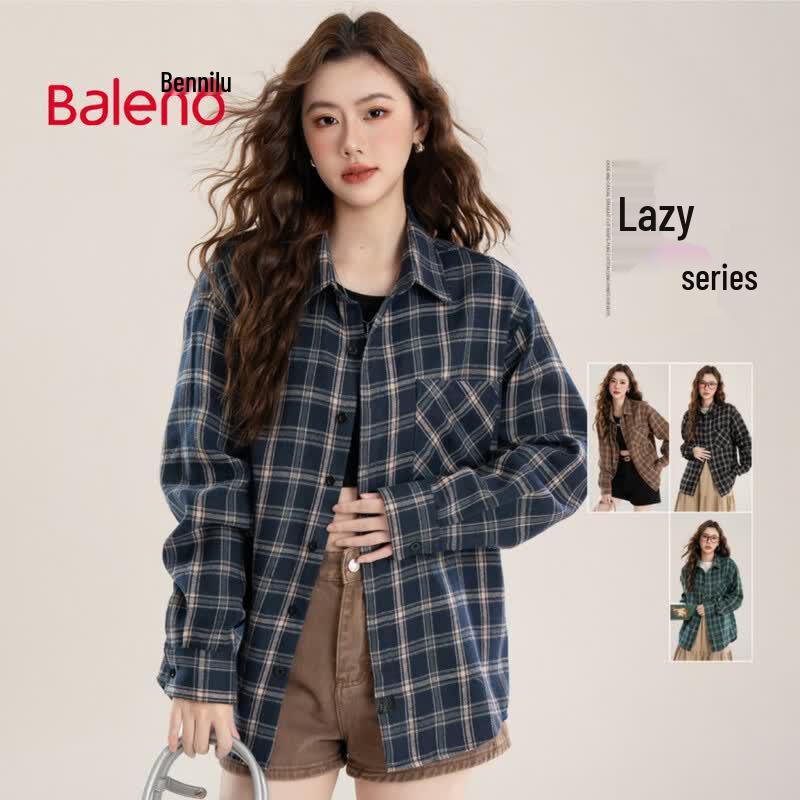 Baleno Unisex Relaxed Fit Plaid Collared Shirt 5XL