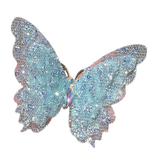

Hair Clip Rhinestones Inlaid Gradient Mesh Yarn 3D Butterfly Decor Side Bang Hair Pin Fairy Girl Hair Accessories синий