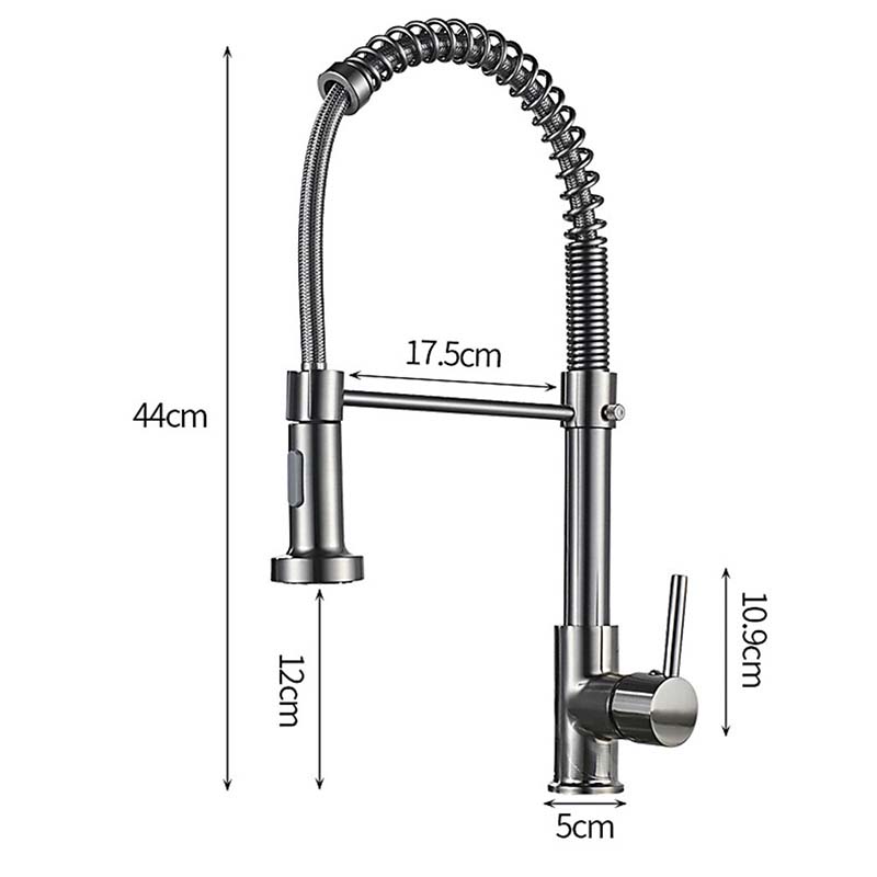 Brushed Brass Nickel Hot & Cold Kitchen Sink Faucets 360 Rotation Single Lever Pull Out Spring Spout Water Mixers Tap Crane