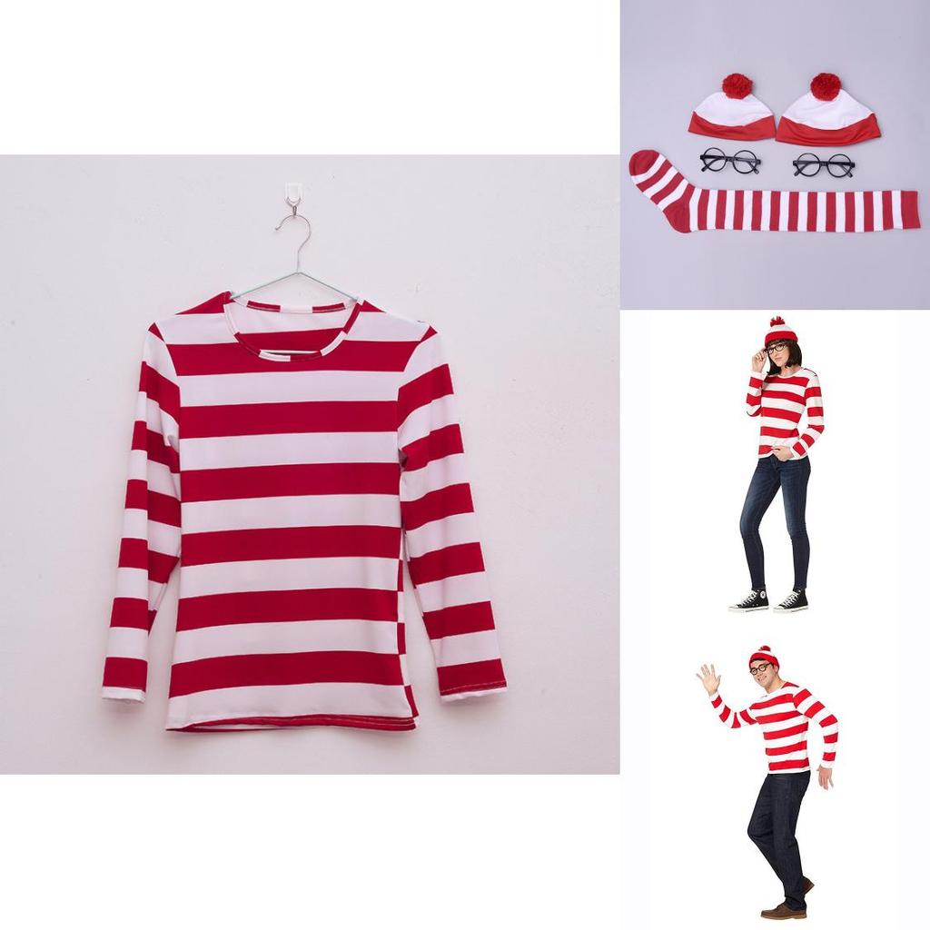 Where's Wally Halloween Costume Fun And Smart Uk Anime Cos Dress-up Outfit