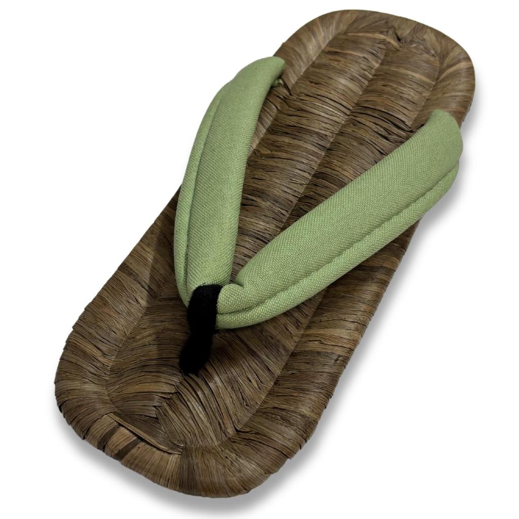 Edoten Geta Sandals, Radial Sole, Crow Bamboo, Cushioned Strap, Made in Japan, Matcha Green Canvas, Size LL