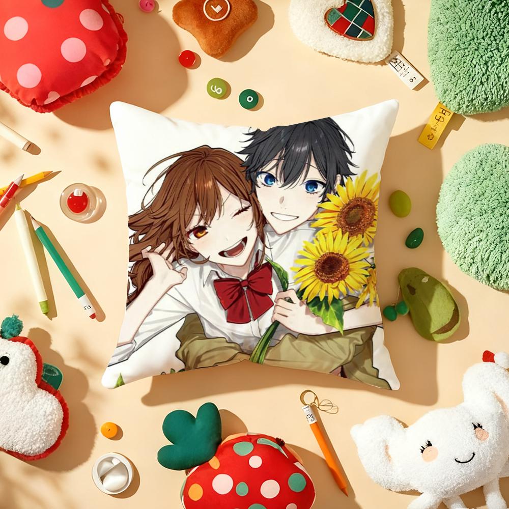 H-Horimiya Anime Cushion Cover Plush Fabric Soft Double-Sided Printed Sofa Warm Winter Home Gift Pillow Cover