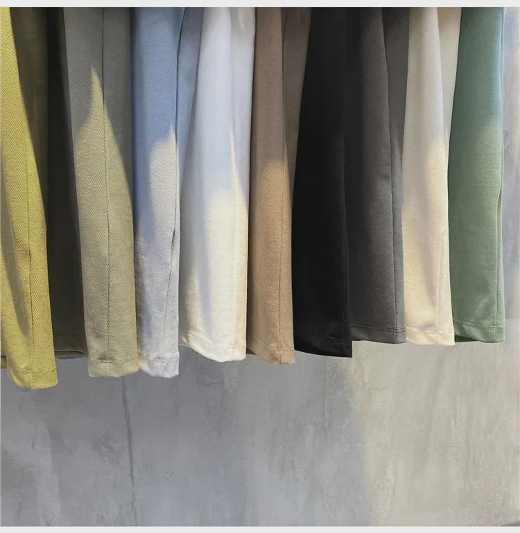 2024 Men's Slim Fit Solid Color Polo Shirt with Lapel and Beads - Casual Short Sleeves