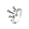 925 Sterling Modern Silver Adjustable Ring For Women With Trendy Design Geometric