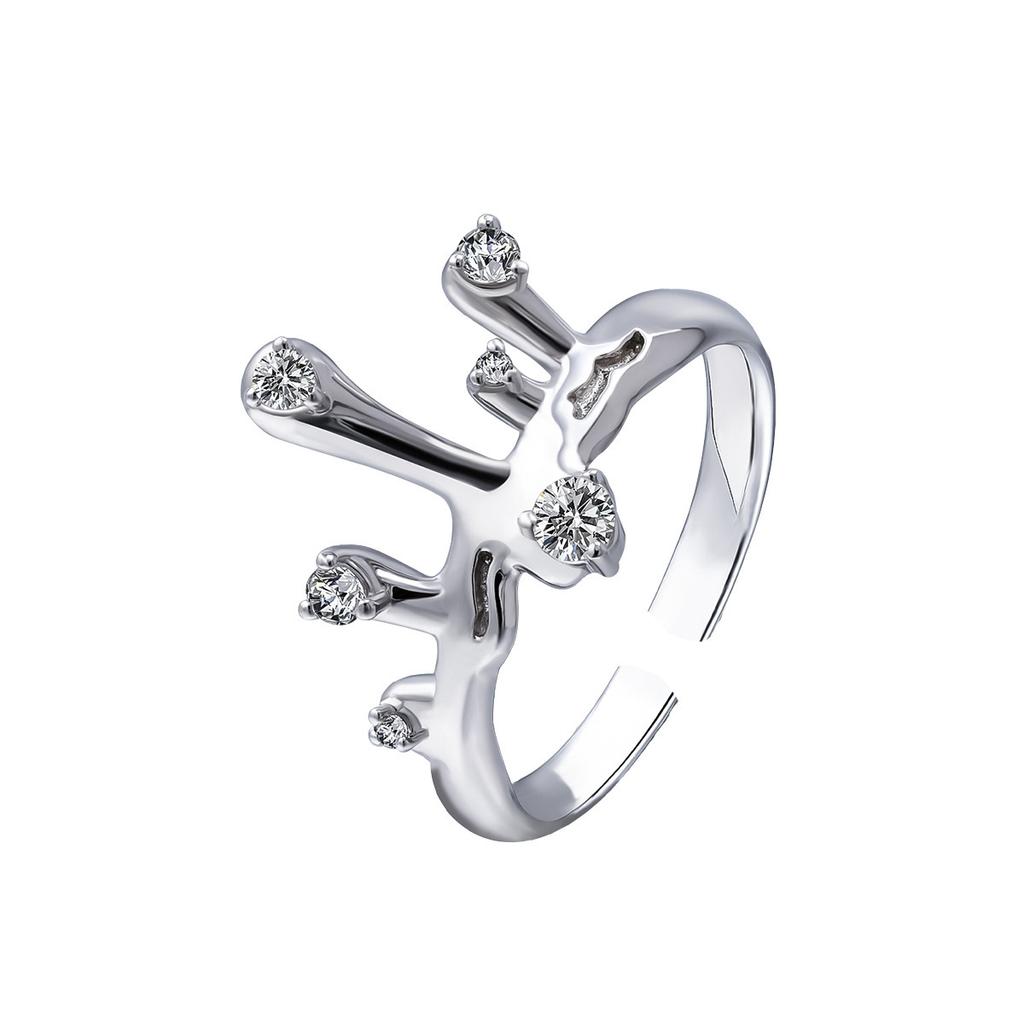 925 Sterling Modern Silver Adjustable Ring For Women With Trendy Design Geometric