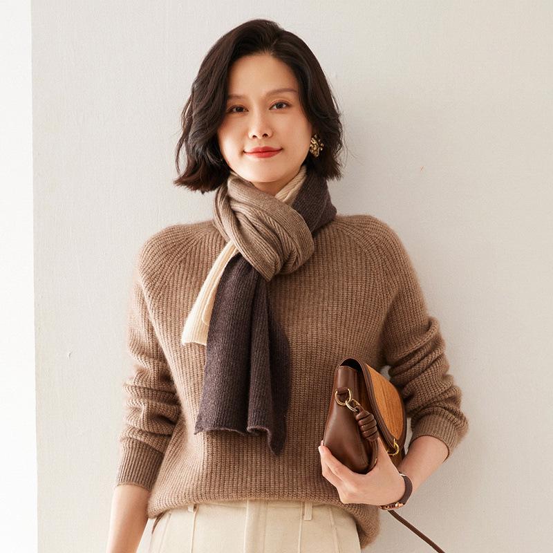 Women s 100% Pure Cashmere Color Block Scarf - Cozy Knit for Autumn/Winter One Size
