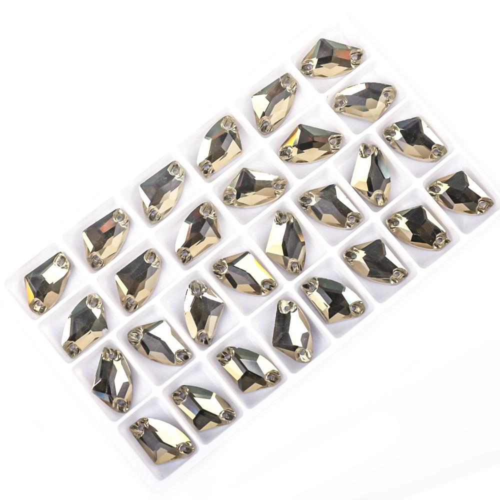 Weichen Flat Bottom Double Hole Color Axe Shape Hand Sewn Buckle Glass Rhinestone Diy Dress Wedding Dress Accessories