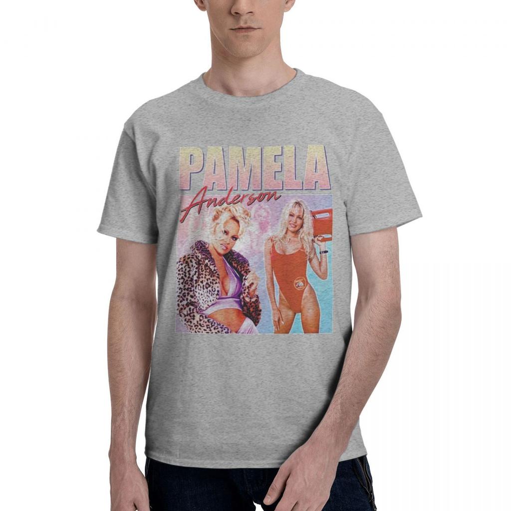 Men T Shirt Pamela Anderson Vintage Gifts Y2K Graphic Crewneck Unisex Clothes T Shirts