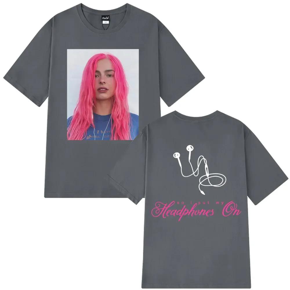 Addison Rae Headphones Fashion Graphic Tshirt Unisex Wounisex Cotton Casual Loose T Shirt Fan Gifts Summer Aesthetic Casual Tshirts