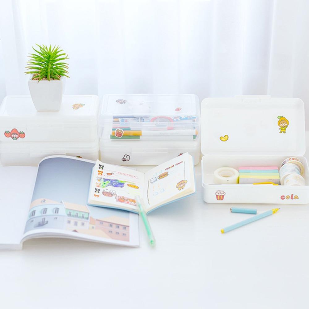 Candy Color Clear Pen Case Large Capacity Stationery Transparent Kid Pencil Box School Supplies Stationery