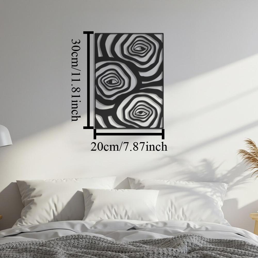 

Modern Metal Wall Art Abstract Rose Sculpture Geometric Home Decor Line Artwork Living Room Decoration Gift 12in чёрный