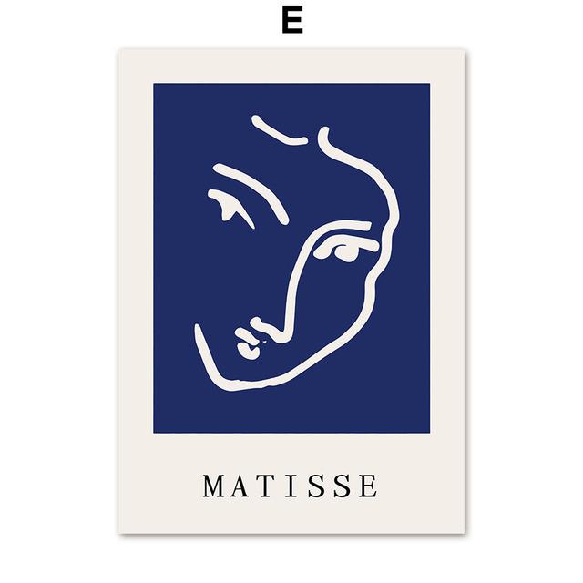 Blue Matisse Abstract Dove Coral Girl Sun Wall Art Canvas Painting Nordic Posters And Prints Wall Pictures For Living Room Decor