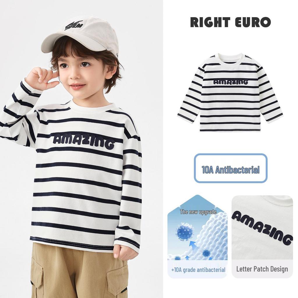 Right European Boys' Long-Sleeve T-Shirt 2026 Spring/Autumn New Style for Toddlers